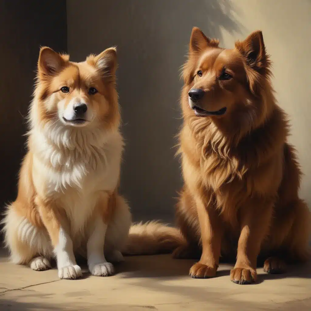 Balancing Light and Shadow: Dramatic Oil Painting of Furry Friends